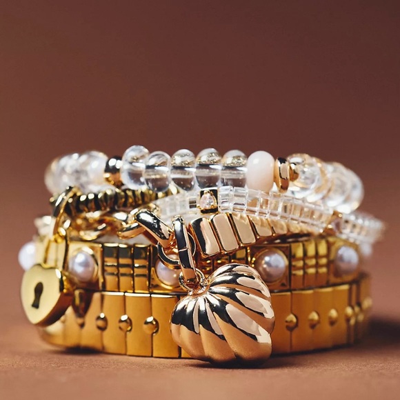 NWT Anthropologie Mixed Beaded Stretch Bracelets Set of 3 - Picture 2 of 7